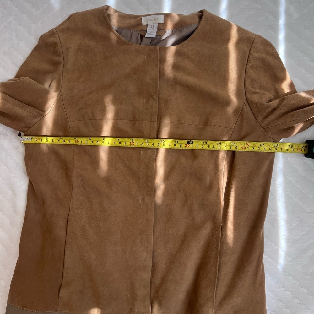 Chico’s Women’s Genuine Leather Brown Buttoned Full Sleeve Jacket 0 US S/4 - Picture 9 of 11